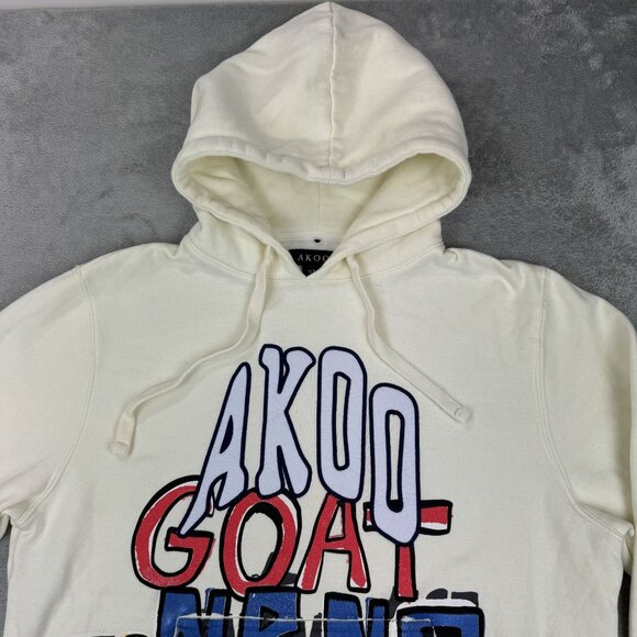 AKOO Goat Hoodie Mens Streetwear Hooded Pullover Embroidered Printed Design XL - Picture 2 of 9